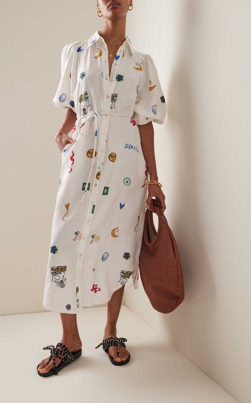 embroidered shirt dress Soleil Embroidered Shirt Dress (For Hire) – EKOLUV
