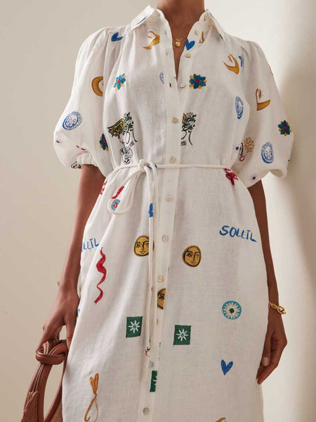 Soleil Embroidered Shirt Dress (For Hire)