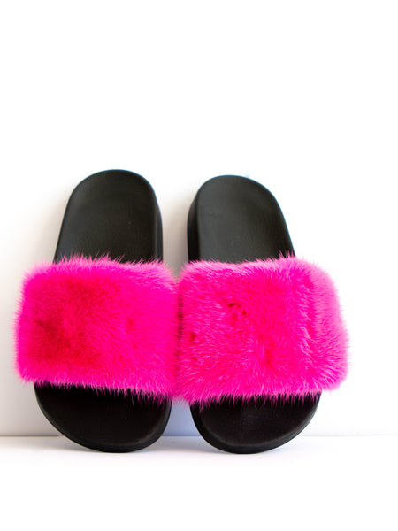 Givenchy Fuchsia Pink Fur Slides
