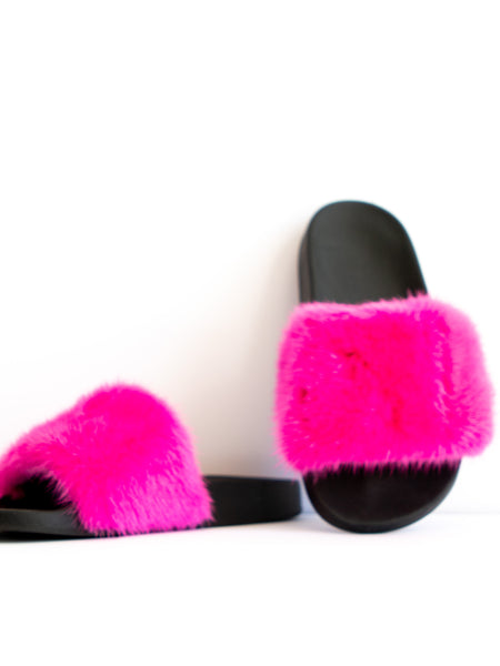 Givenchy Fuchsia Pink Fur Slides
