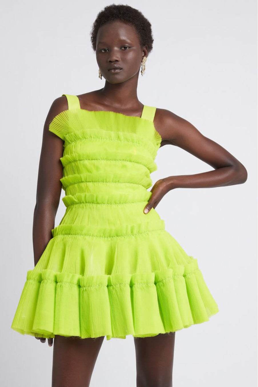 AJE Jacinta Pleated Mini Dress Citrus (For Hire) EKOLUV AJE Jacinta Pleated Mini Dress Citrus (For Hire) EKOLUV