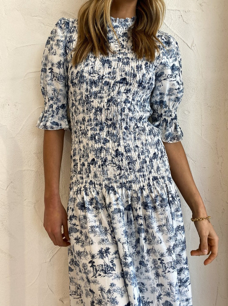 SIR The Label Dimitri Puff Sleeve Midi Dress For Hire EKOLUV